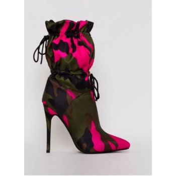 2019 Spring/Autumn New High Heels 11cm Stilettos Fashion Camouflage Ankle Boots Shoes Woman Lace Up Sexy Night Club Boots Chic